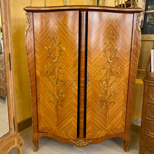 Antique Rosewood Cabinet with Delicate Inlay Detail & Brass Castings