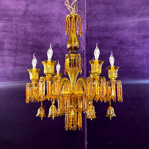 Amber Coloured Murano Glass Style Chandelier