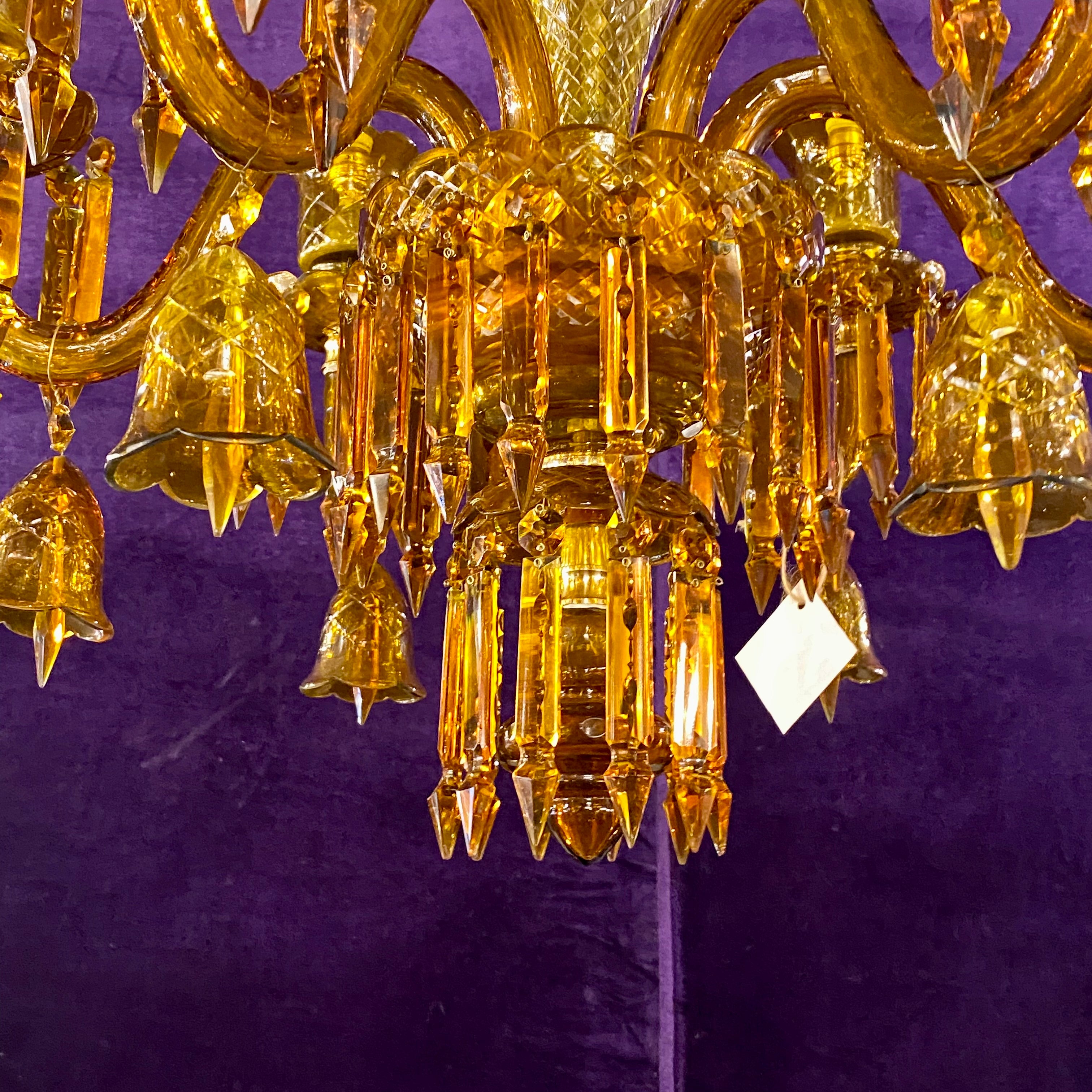 Amber Coloured Murano Glass Style Chandelier