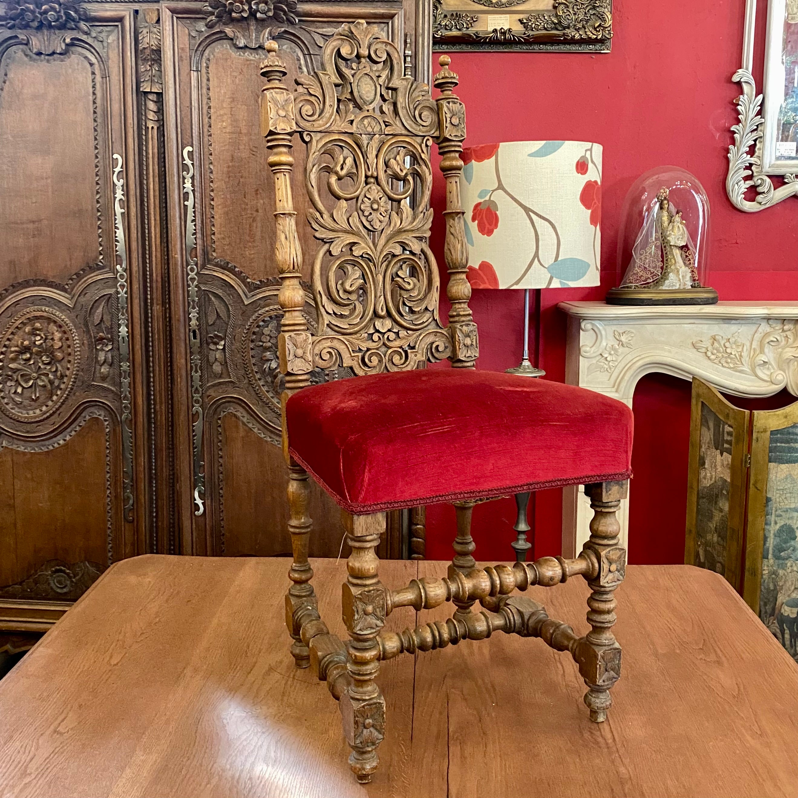 Pair of 19th Century Carved Oak Dining Chairs