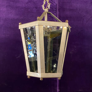 An Aged Nickel Lantern with Smokey Glass