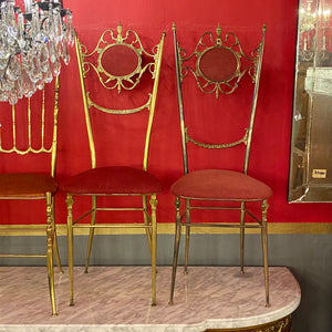 Assorted Antique Polished Brass Chairs