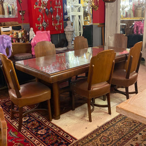 Art Deco Dining Table with Six Matching Chairs