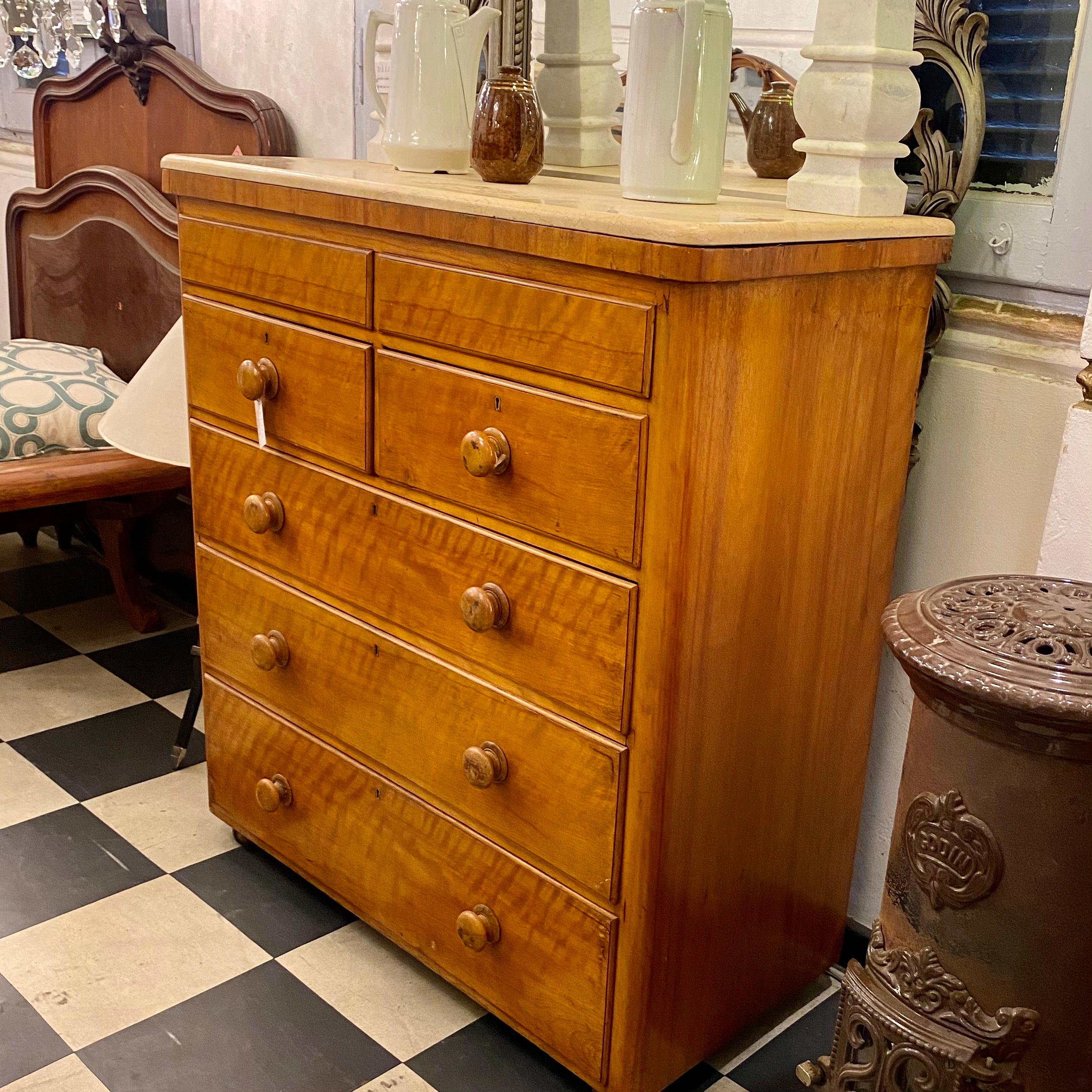 Vintage Chest of Drawers with Marble Top