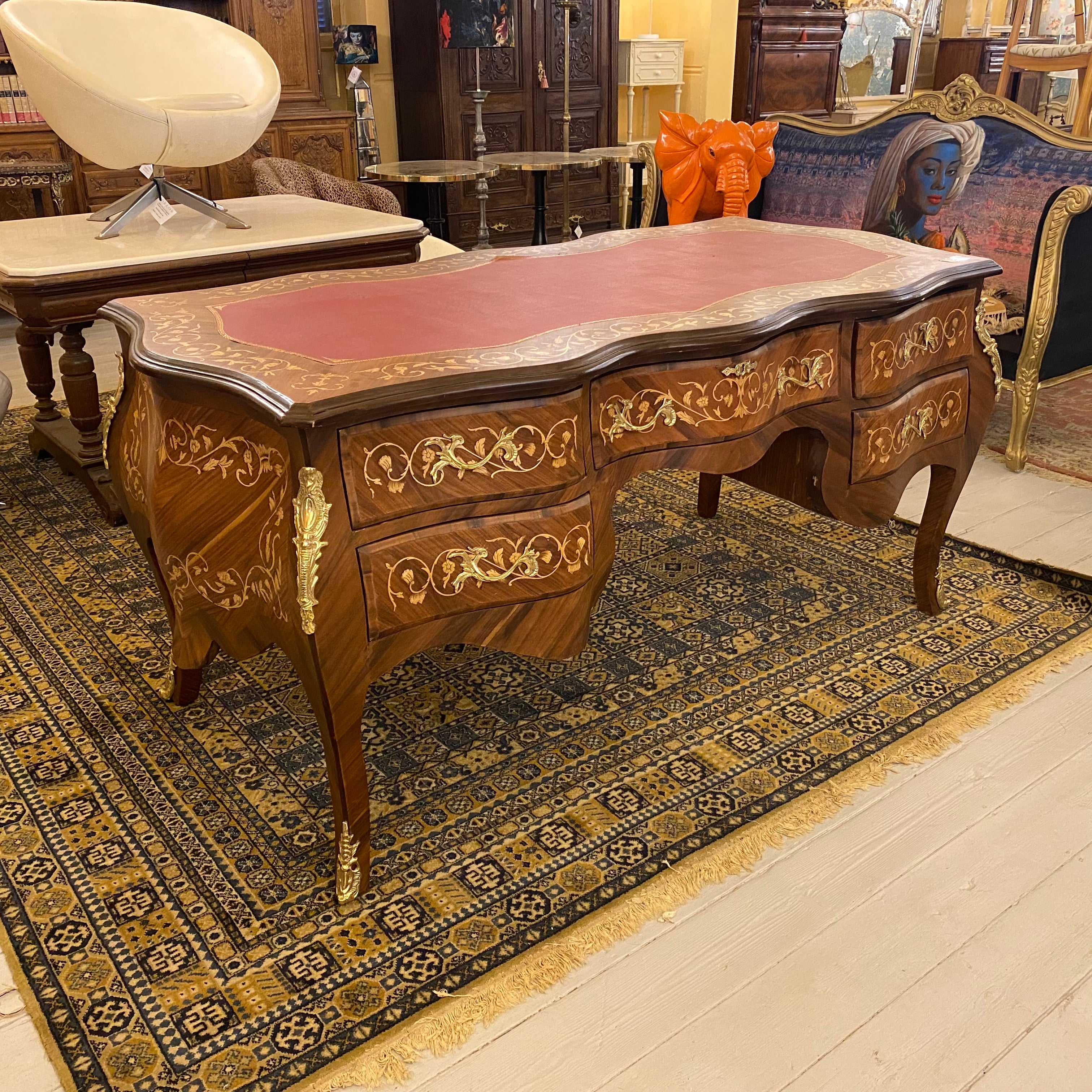 French Style Inlaid Desk with Brass Casting