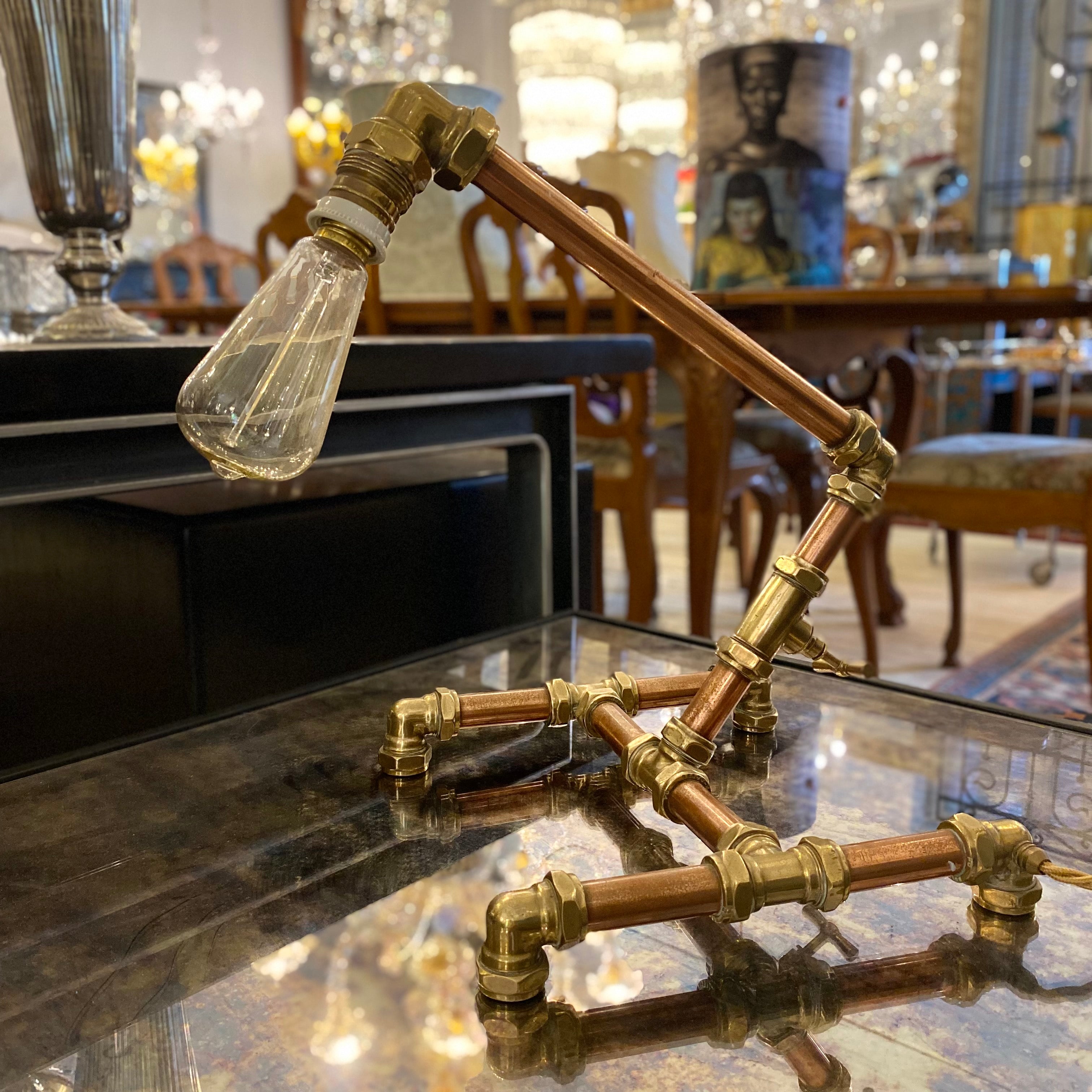 Industrial Brass & Copper Desk Lamp