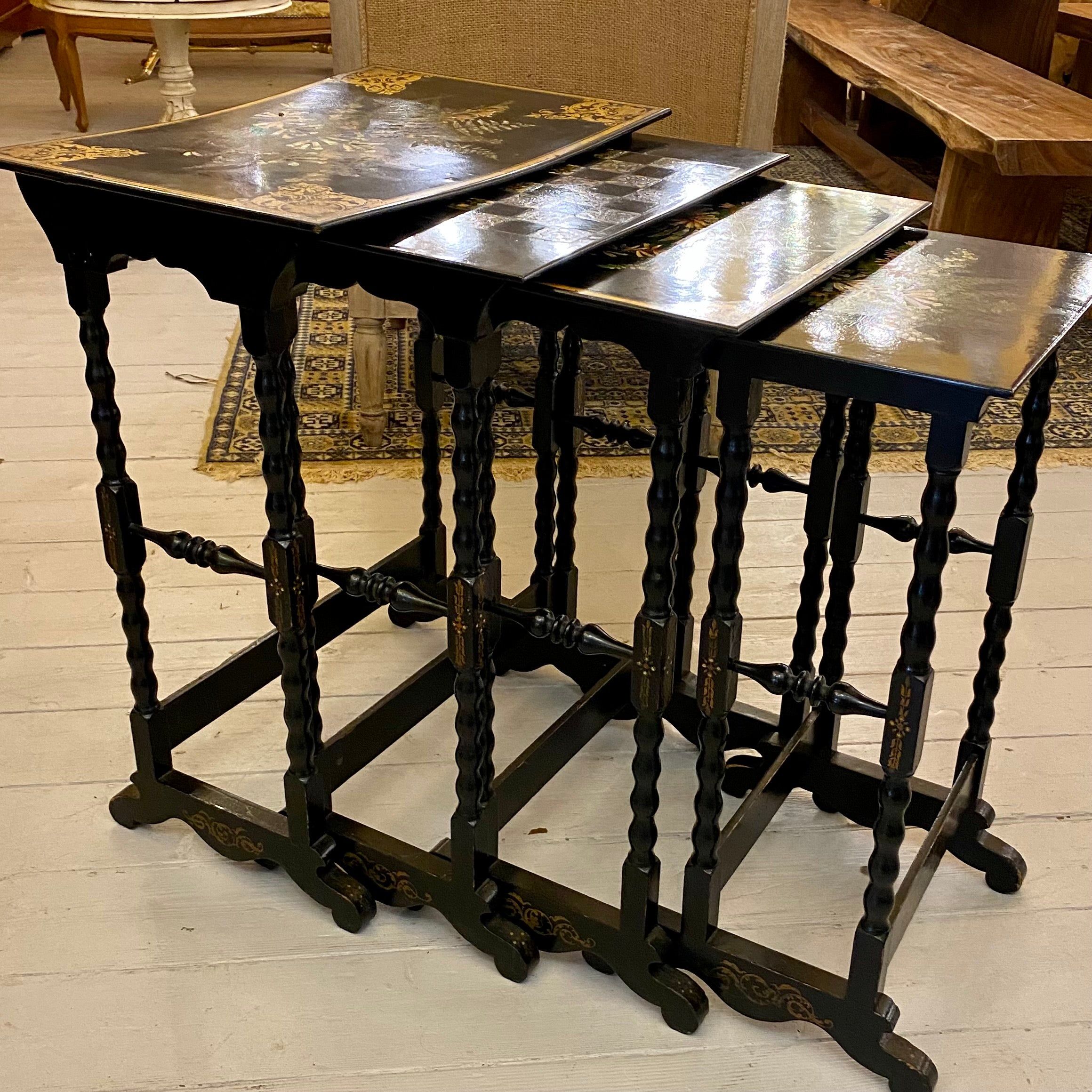 Stunning Set of Nesting Tables with Mother of Pearl Inlay - SOLD