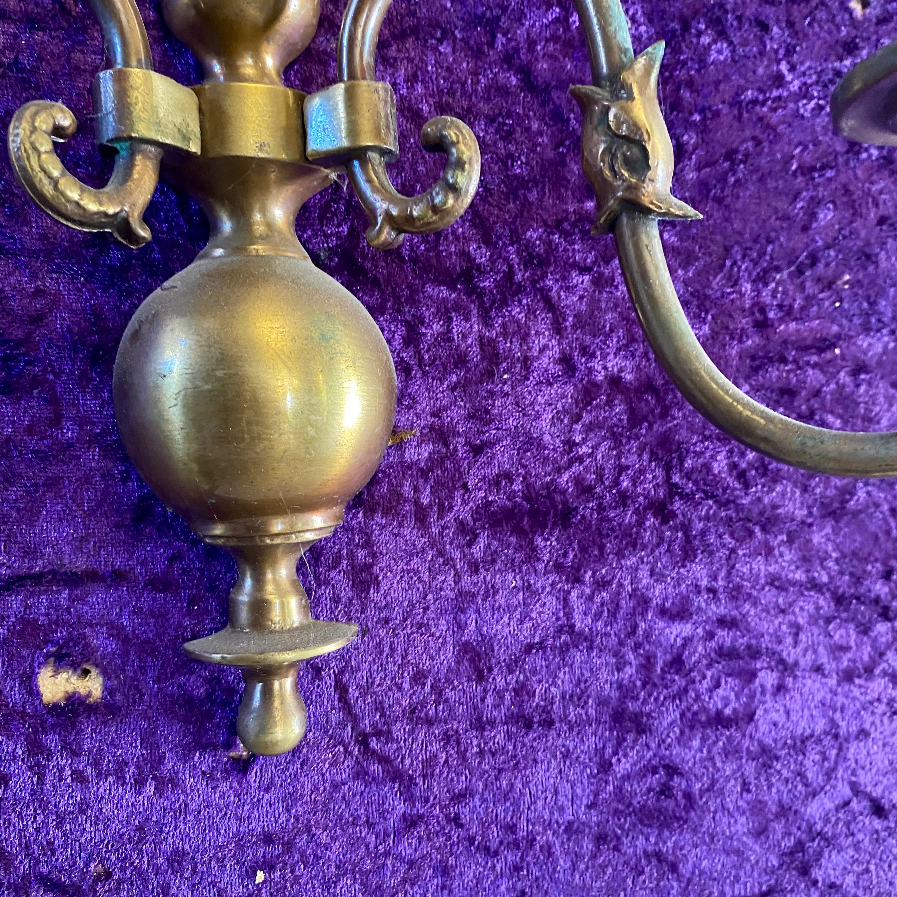 Single Antique Brass Flemish Sconce