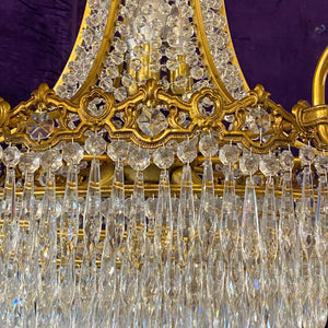 Antique Gilt & Crystal Neoclassical Chandelier