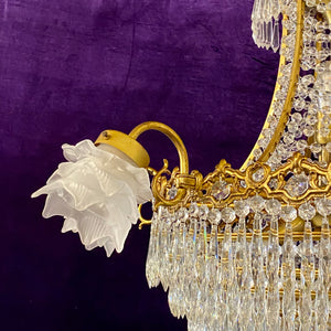 Antique Gilt & Crystal Neoclassical Chandelier