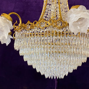 Antique Gilt & Crystal Neoclassical Chandelier