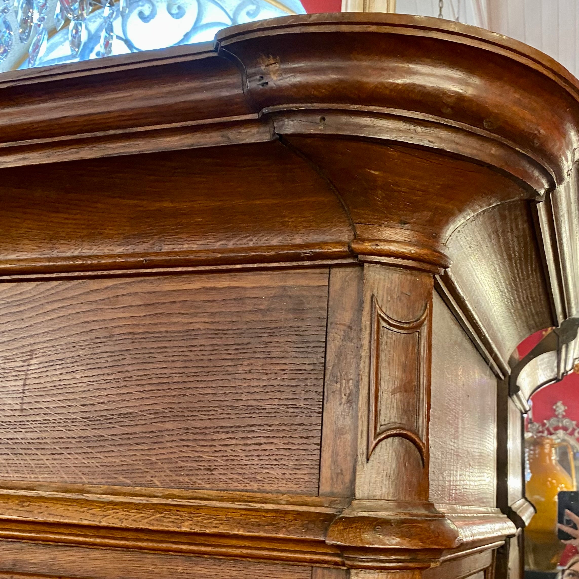 Large Antique Oak Linen Cabinet